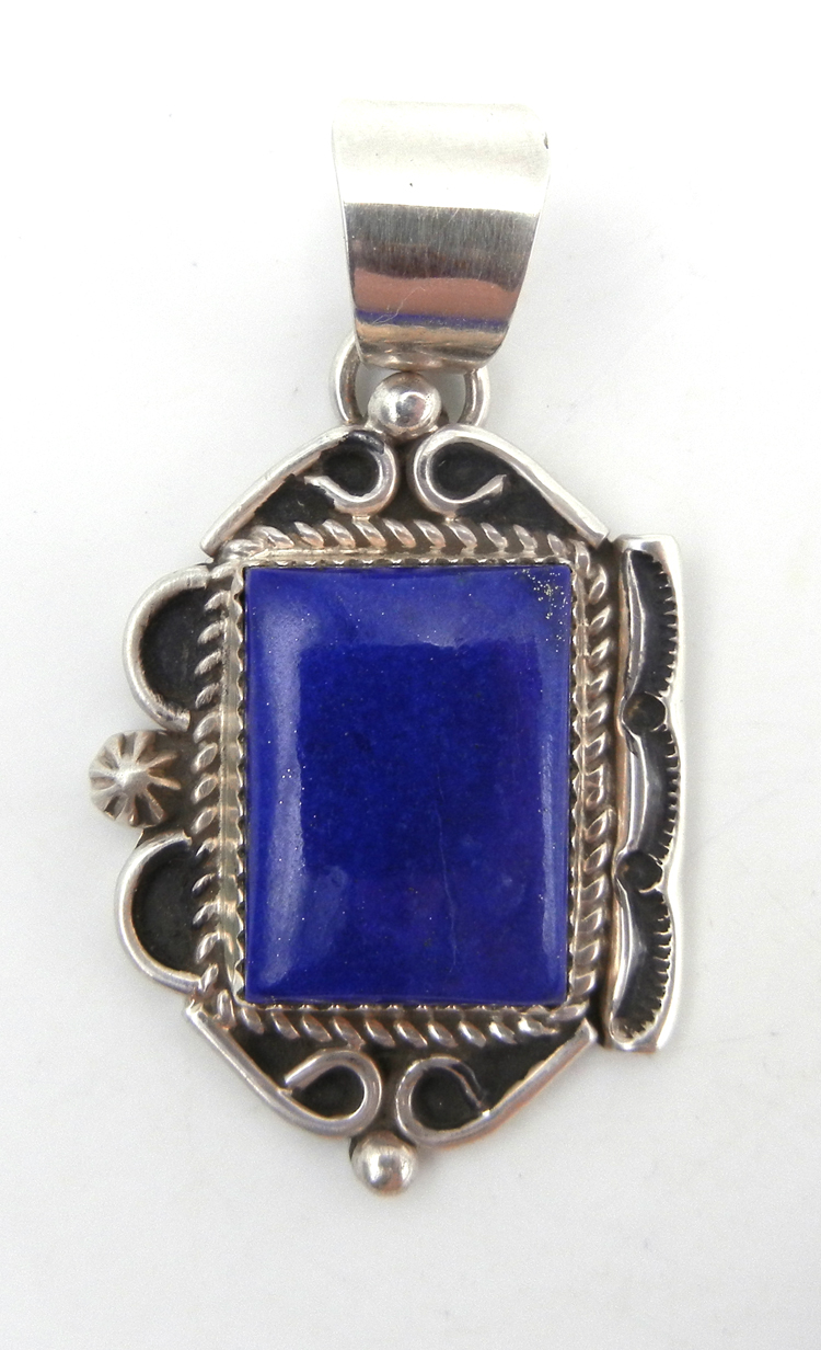 Navajo lapis and sterling silver pendant