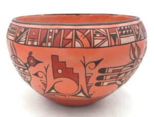 San Felipe/Zuni Joseph Latoma Large Handmade and Hand Painted Polychrome Multi-Design Bowl