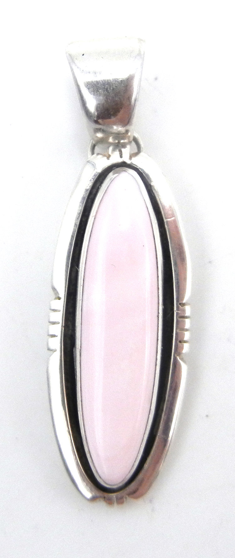Navajo pink conch and sterling silver pendant