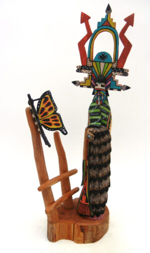 Hopi/Laguna Shalako Maiden kachina doll by Ray Jose featuring large butterfly