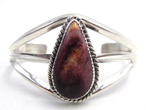 Navajo purple spiny oyster shell and sterling silver cuff bracelet by Elroy Chavez