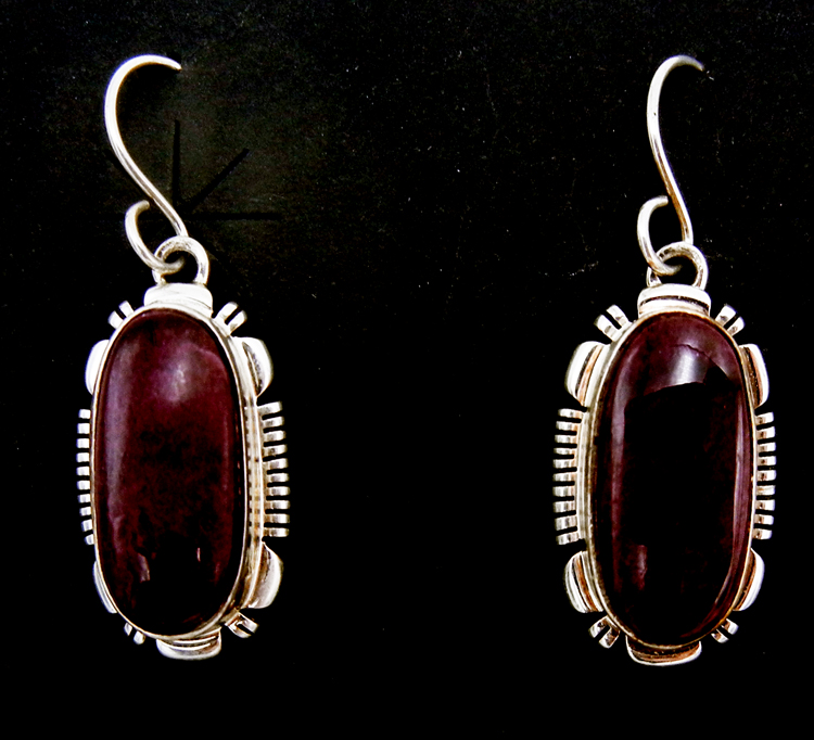 Navajo sugilite and sterling silver dangle earrings