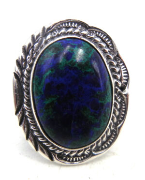 Navajo azurite and sterling silver ring by Will Denetdale.