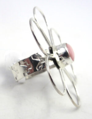 Navajo Sterling Silver and Pink Concho Flower Ring