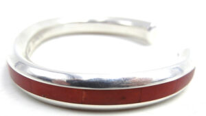 Zuni Coral and Sterling Silver Channel Inlay Cuff Bracelet