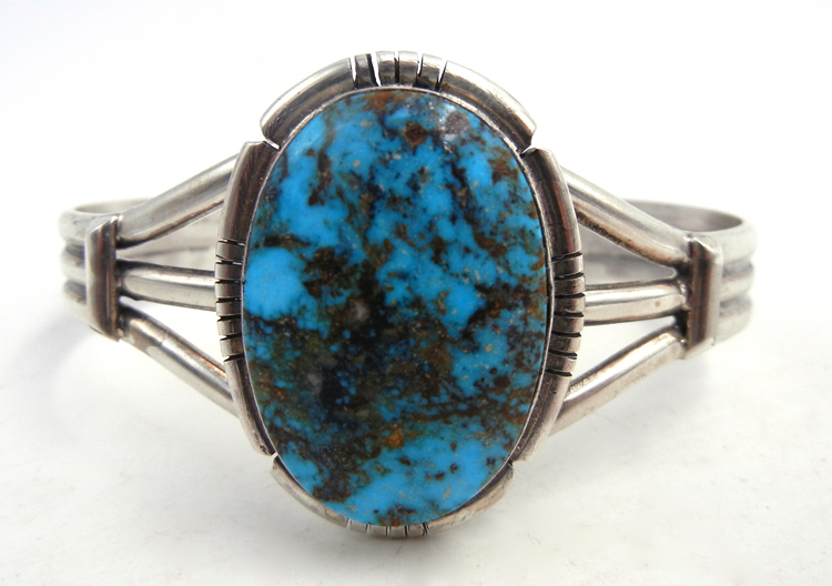 Navajo Kingman turquoise and sterling silver cuff bracelet