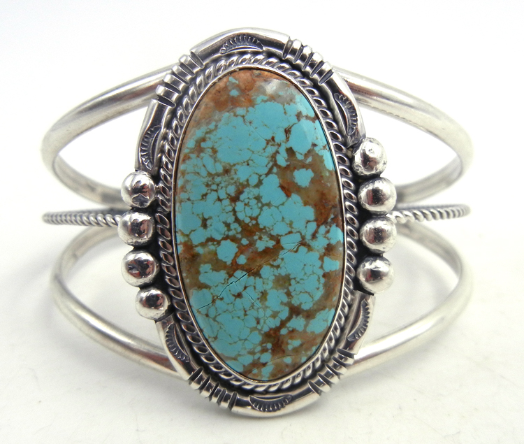Navajo #8 turquoise and sterling silver cuff bracelet