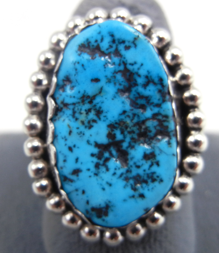 Navajo turquoise nugget and sterling silver ring