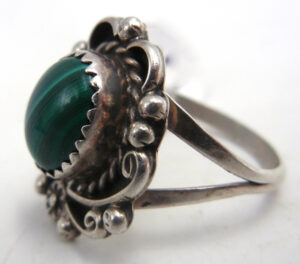 Navajo Small Malachite and Sterling Silver Ring