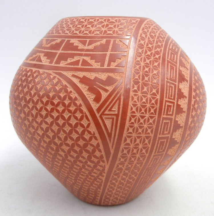 Jemez handmade, etched and polished multi-design jar by Wilma Baca Tosa