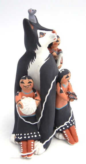 Jemez Carol Lucero Gachupin Cat Storyteller Figurine with Three Children