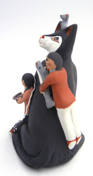 Jemez Carol Lucero Gachupin Cat Storyteller Figurine with Three Children