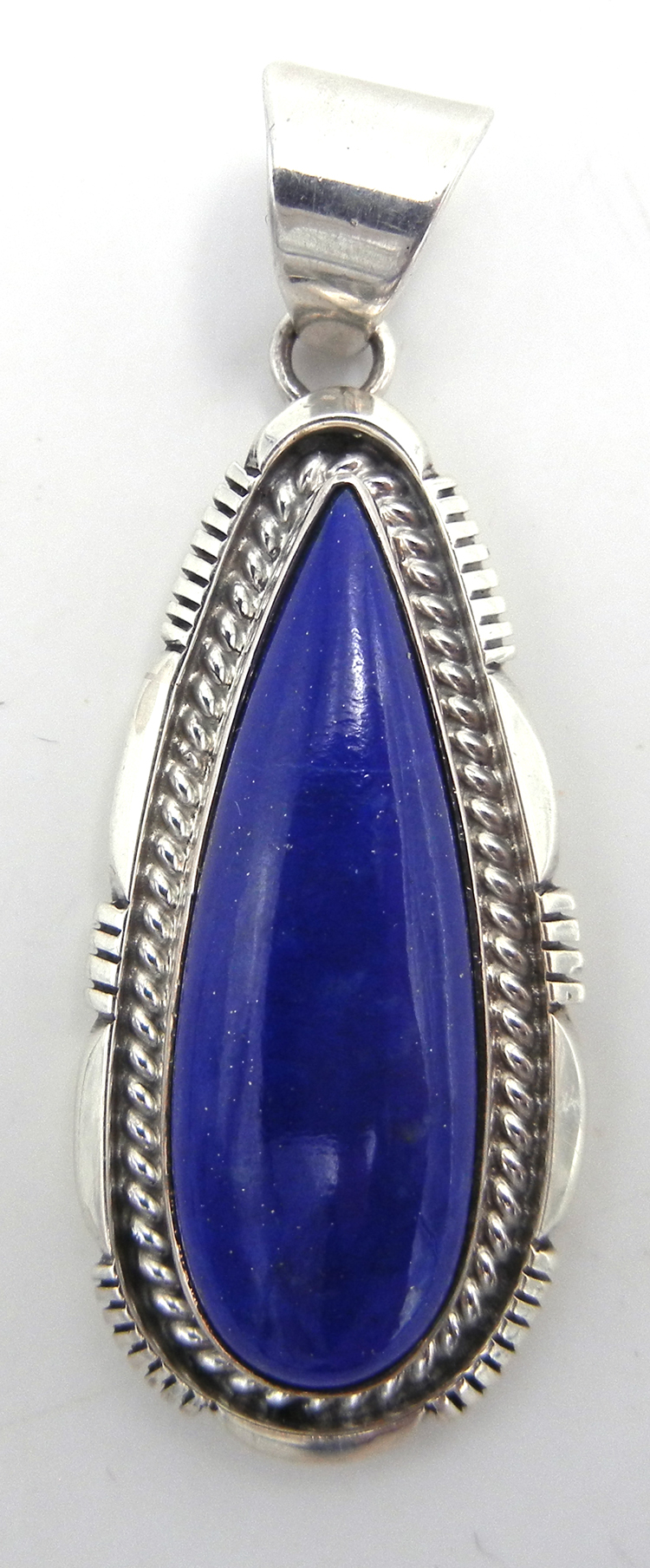 Navajo lapis and sterling silver tear drop pendant