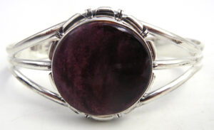 Navajo purple spiny oyster and sterling silver cuff bracelet