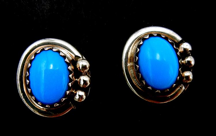 Navajo turquoise and sterling silver post earrings