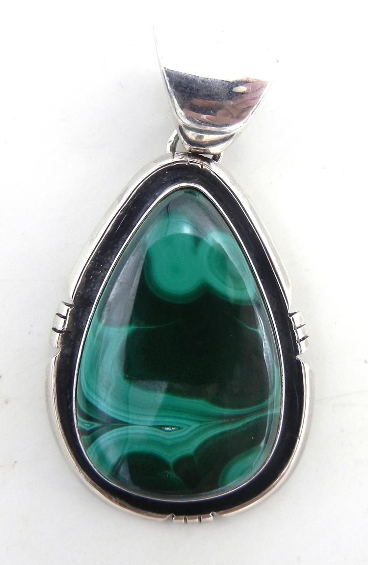 Navajo malachite and sterling silver pendant