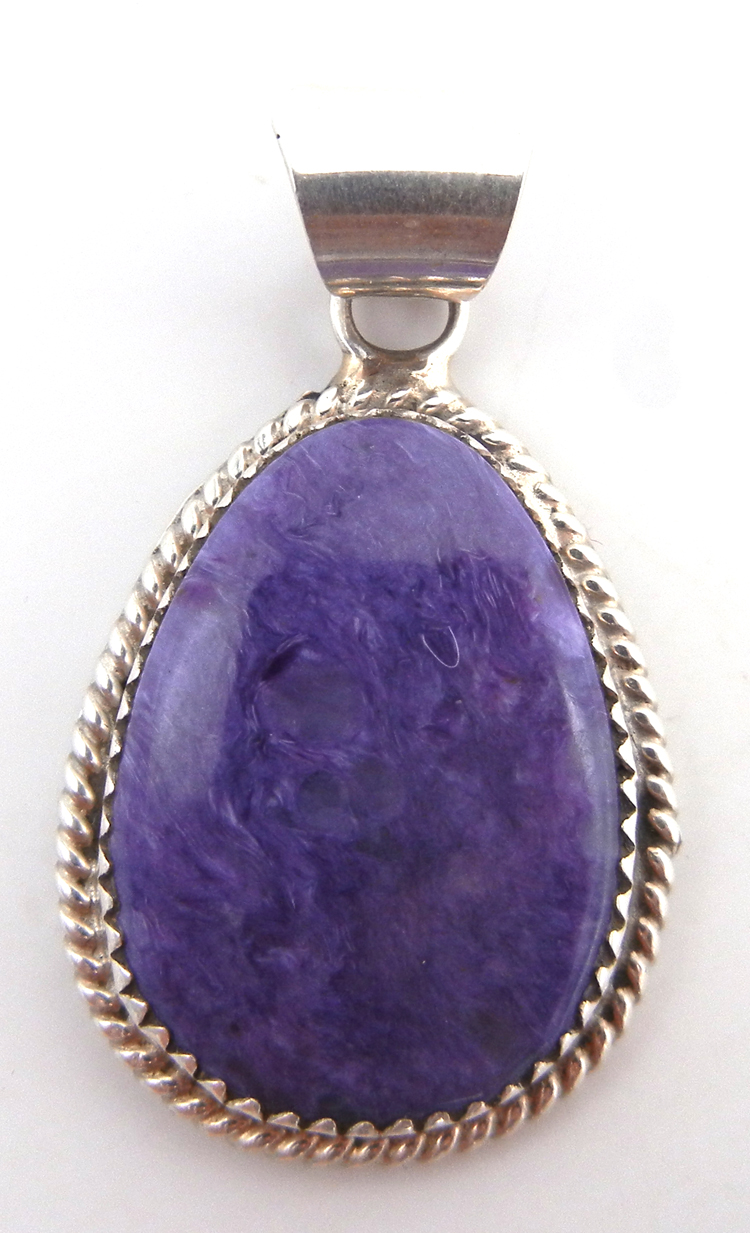Navajo charoite and sterling silver pendant by Elouise Kee