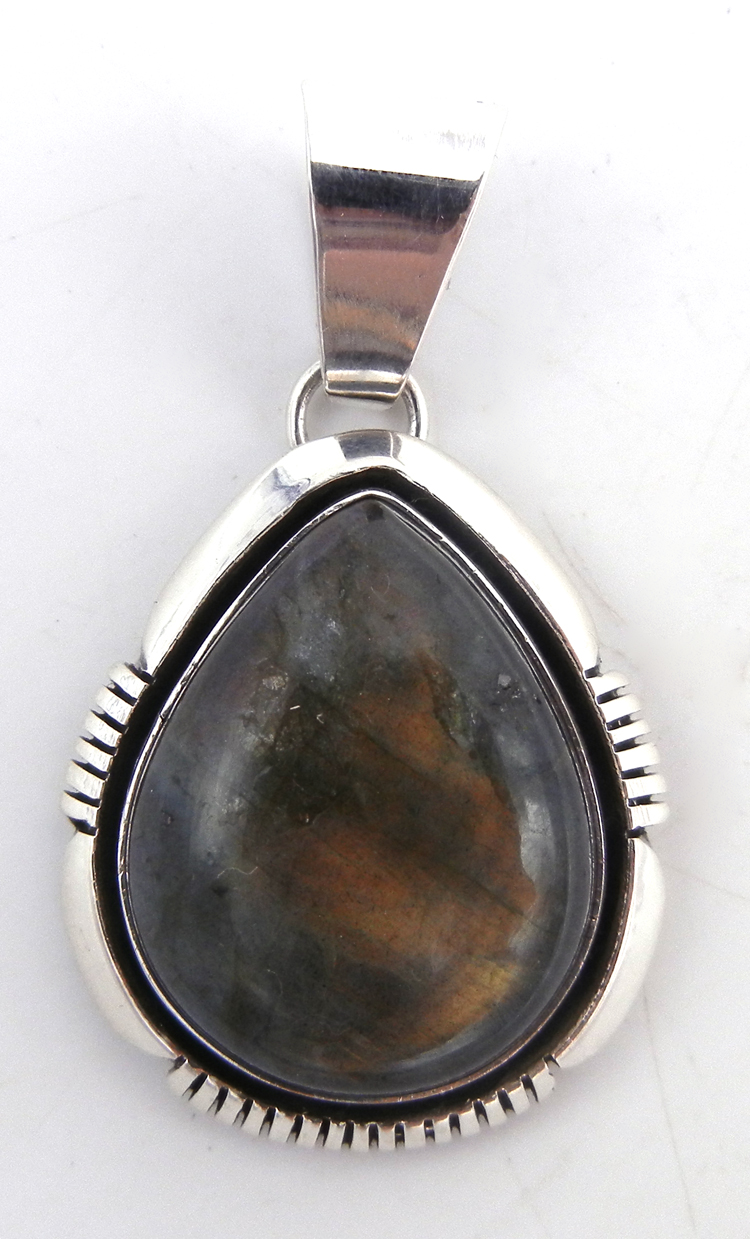 Navajo labradorite and sterling silver pendant by Lonnie Willie