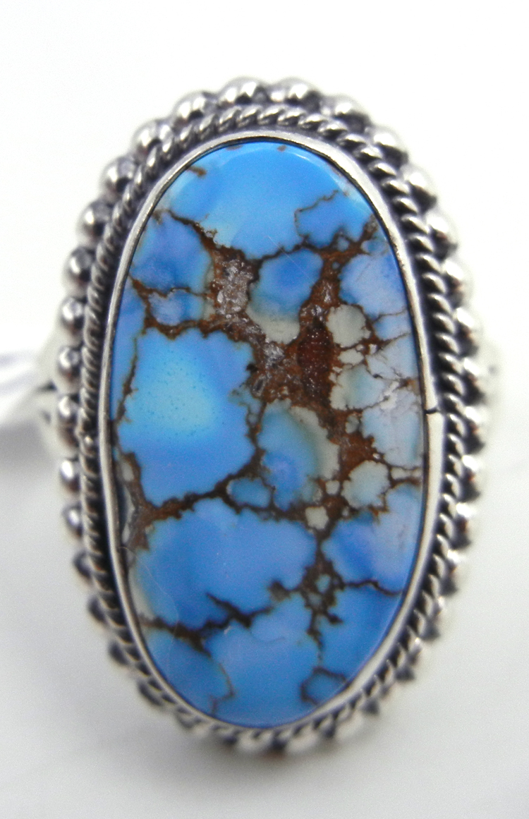 Navajo Golden Hills turquoise and sterling silver ring by Will Denetdale