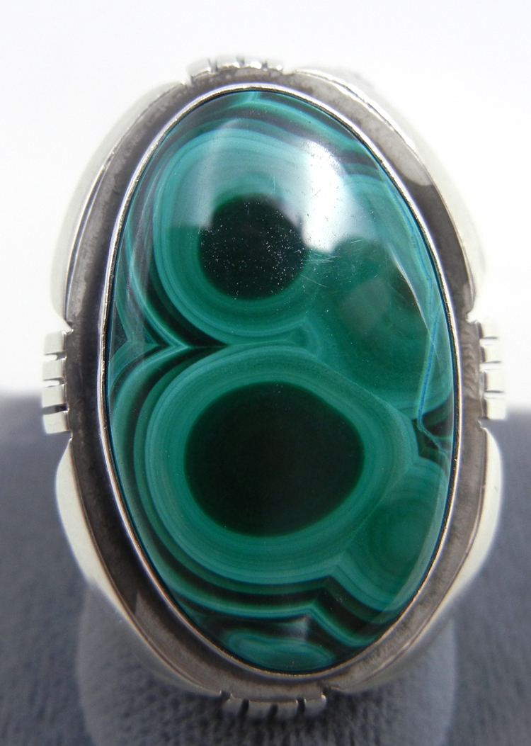 Navajo malachite and sterling silver ring