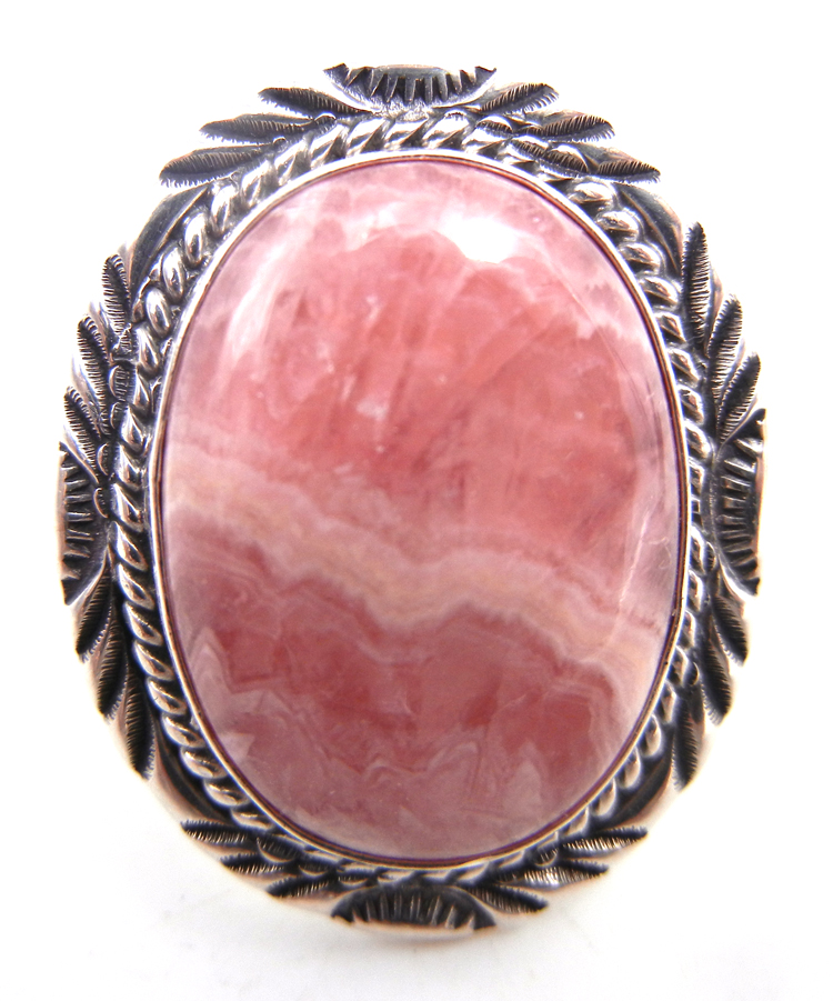 Navajo rhodochrosite and sterling silver ring by Will Denetdale