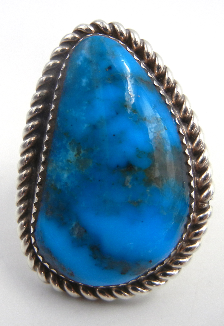 Navajo adjustable turquoise and sterling silver ring by Ray Nez