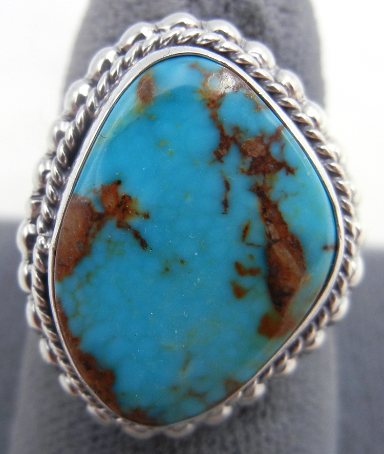 Navajo turquoise and sterling silver ring by Will Denetdale