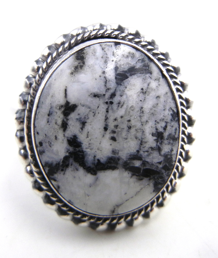 Navajo White Buffalo and sterling silver ring by Will Denetdale