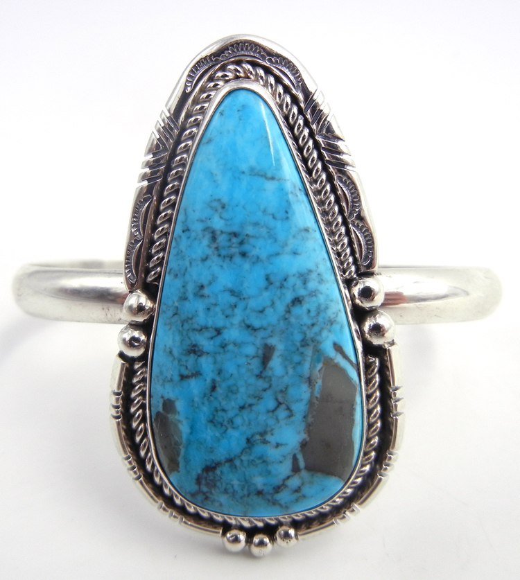Navajo Kingman turquoise and sterling silver cuff bracelet