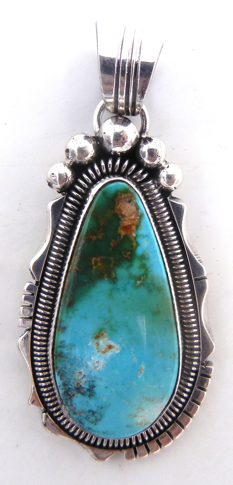 Navajo Royston turquoise and sterling silver pendant by Will Denetdale