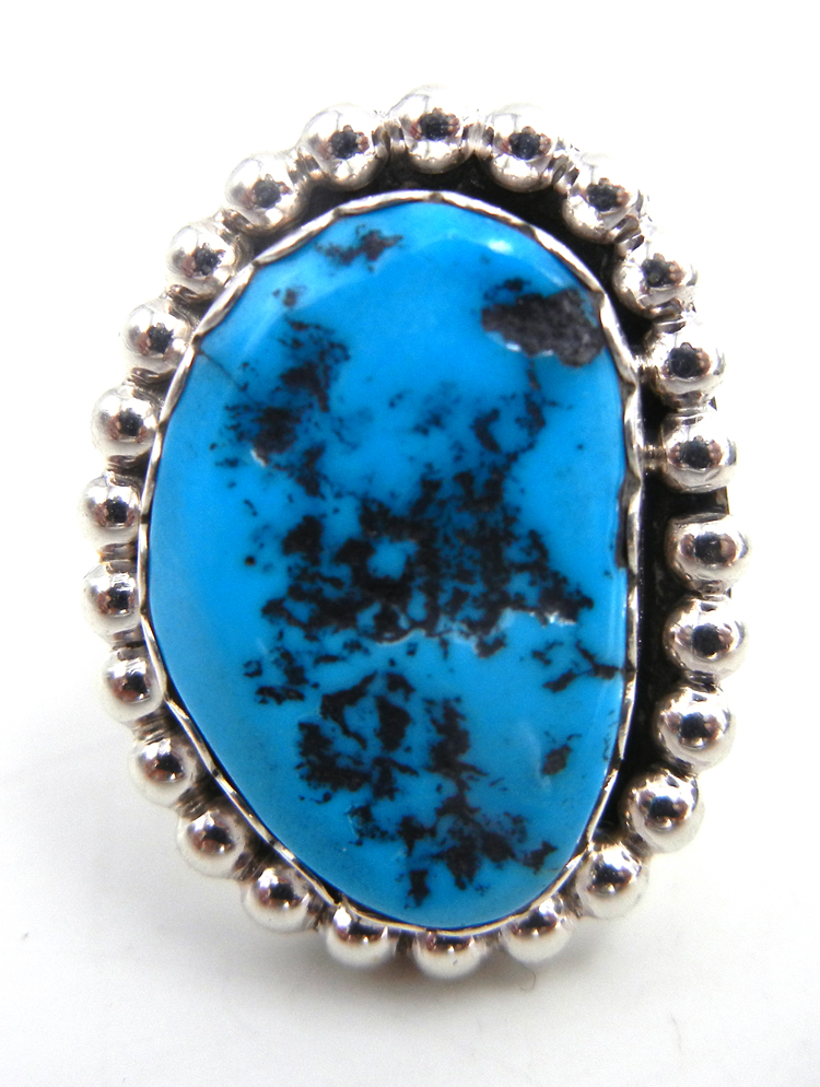 Navajo turquoise nugget and sterling silver ring