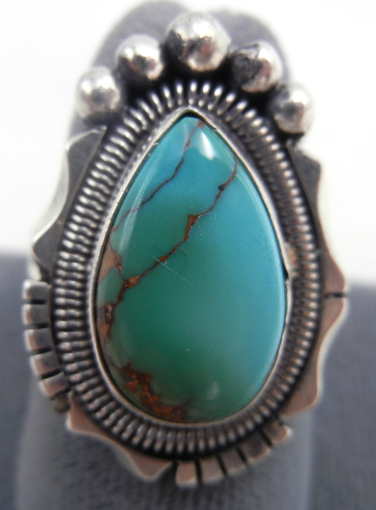 Navajo Royston turquoise and sterling silver ring by Will Denetdale