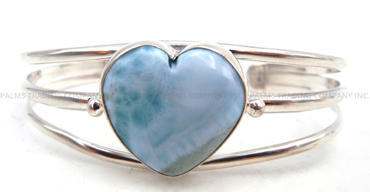 Navajo larimar and sterling silver heart cuff bracelet