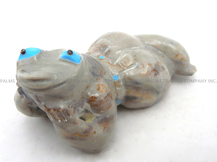 Zuni carved Picasso marble "sexy frog" fetish by Freddie Leekya