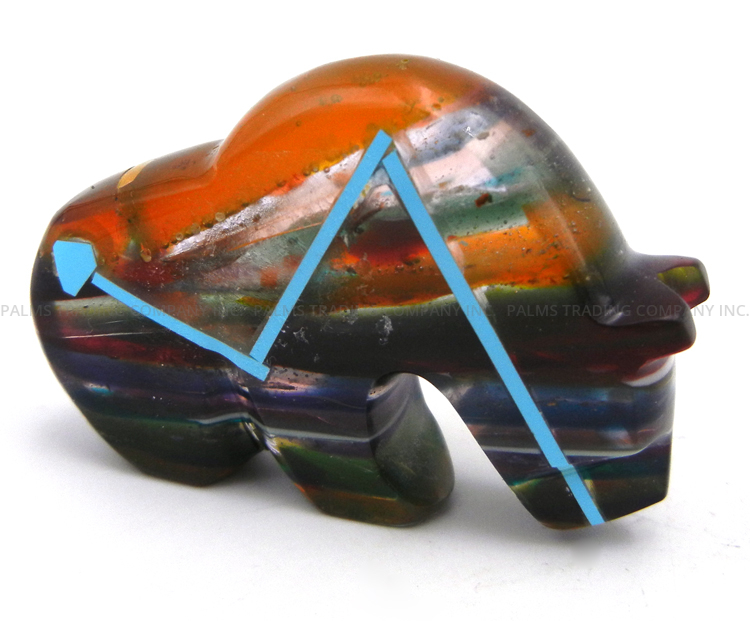 Zuni carved surfboard wax resin bear fetish by Kenric Laiwakete