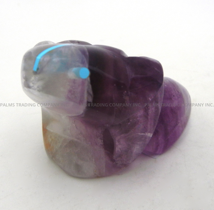 Zuni carved angelite horned toad fetish by Kenrick Laiwakete