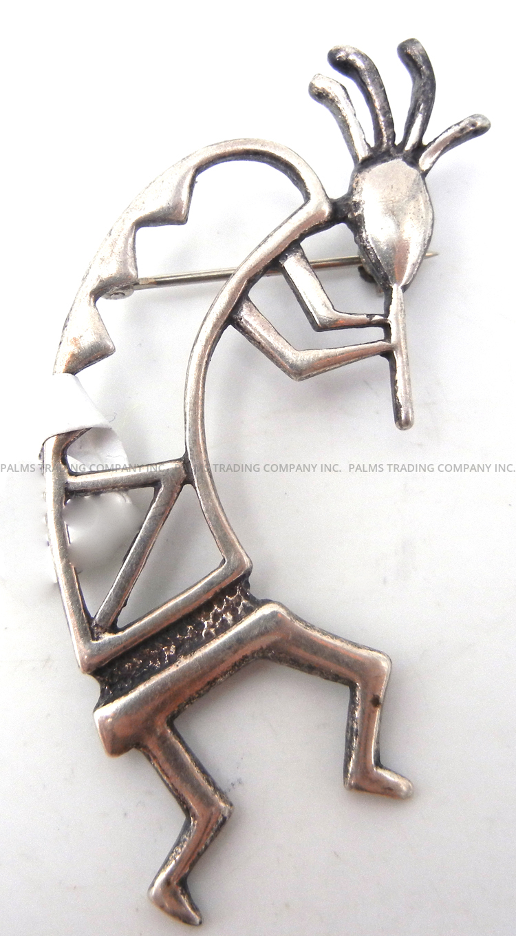 Navajo vintage sandcast sterling silver kokopelli pin