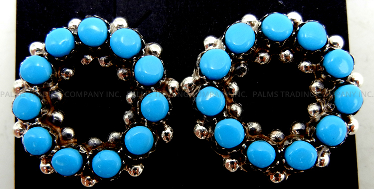 Zuni small sleeping beauty turquoise and sterling silver circular cut out post earrings