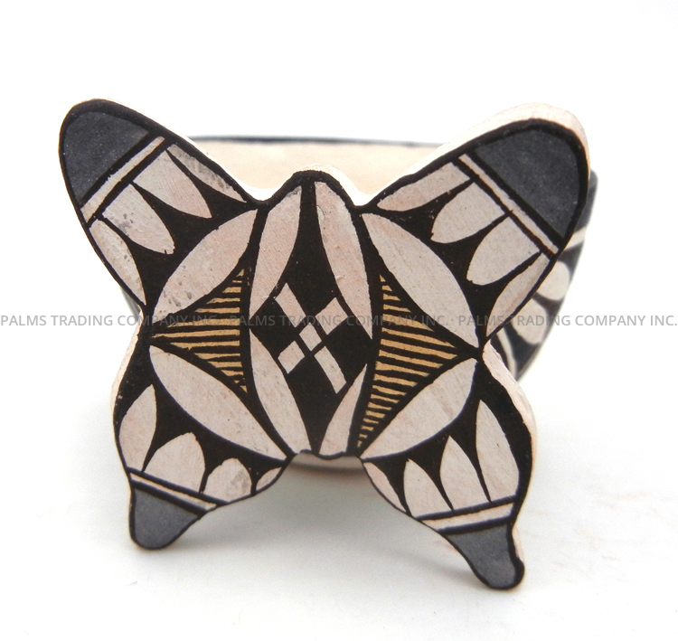 Acoma small handmade and hand painted bowl with clay butterfly by Judy Lewis