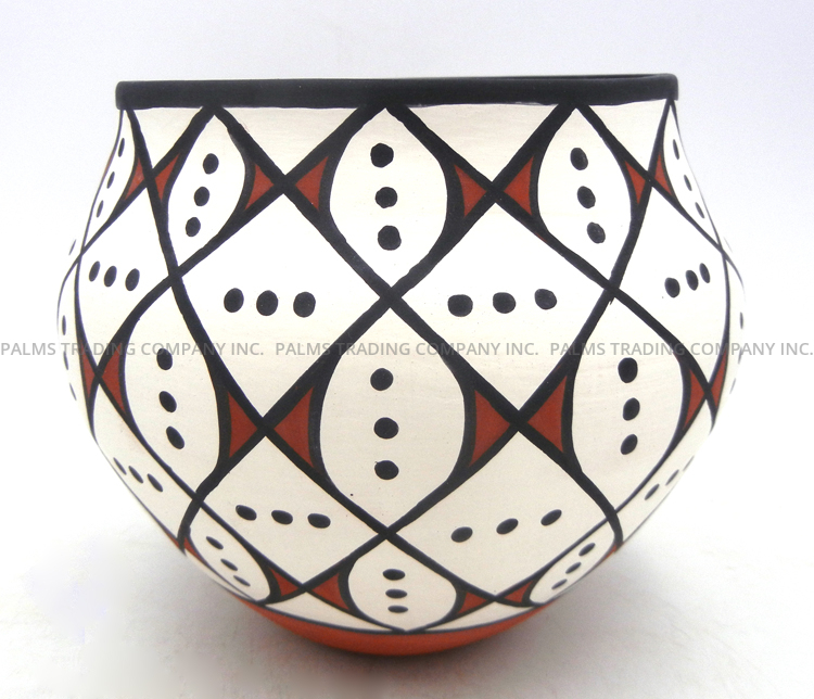 Acoma handmade and hand painted polychrome butterfly design jar by David Antonio