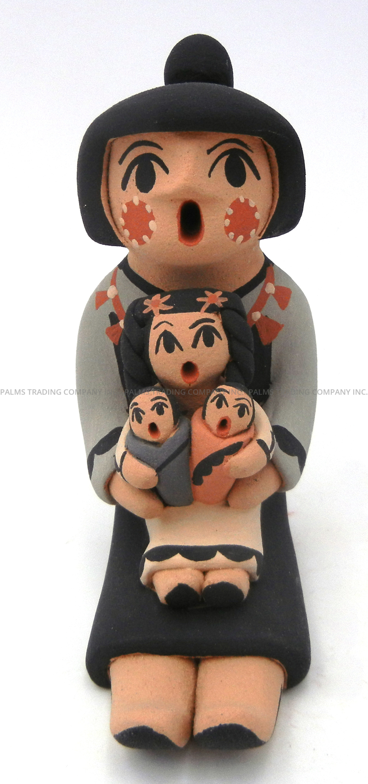 Jemez small seated storyteller figurine with three children by Chrislyn Fragua