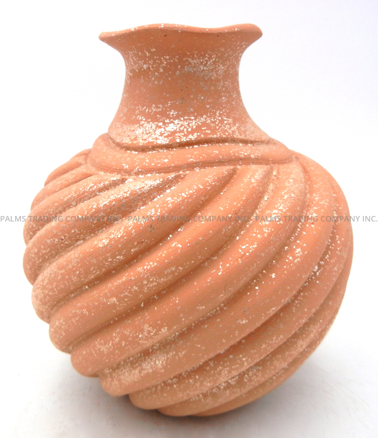 Jemez handmade micaceous melon swirl vase by Emma Yepa