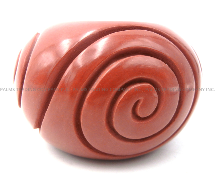 Santa Clara small red handmade, etched and polished whirlwind bowl by Anita Suazo