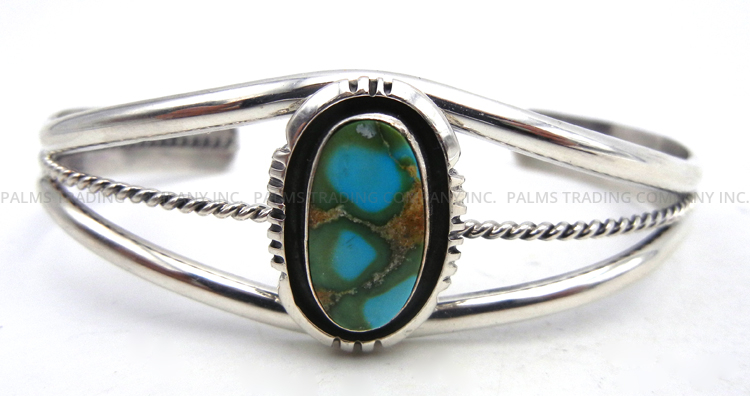 Navajo small turquoise and sterling silver cuff bracelet by Will Denetdale