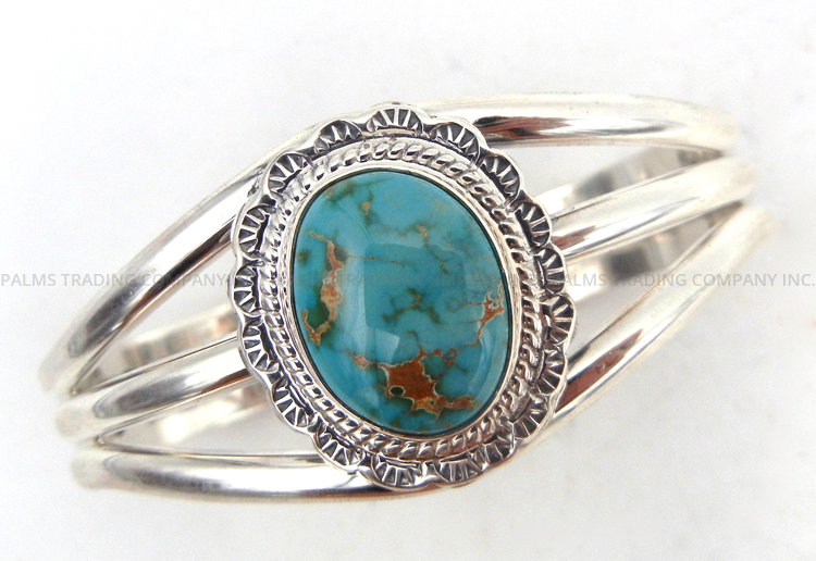 Navajo Royston turquoise and sterling silver cuff bracelet by Thomas Francisco
