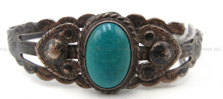 Navajo vintage turquoise and sterling silver cuff bracelet, circa 1950s