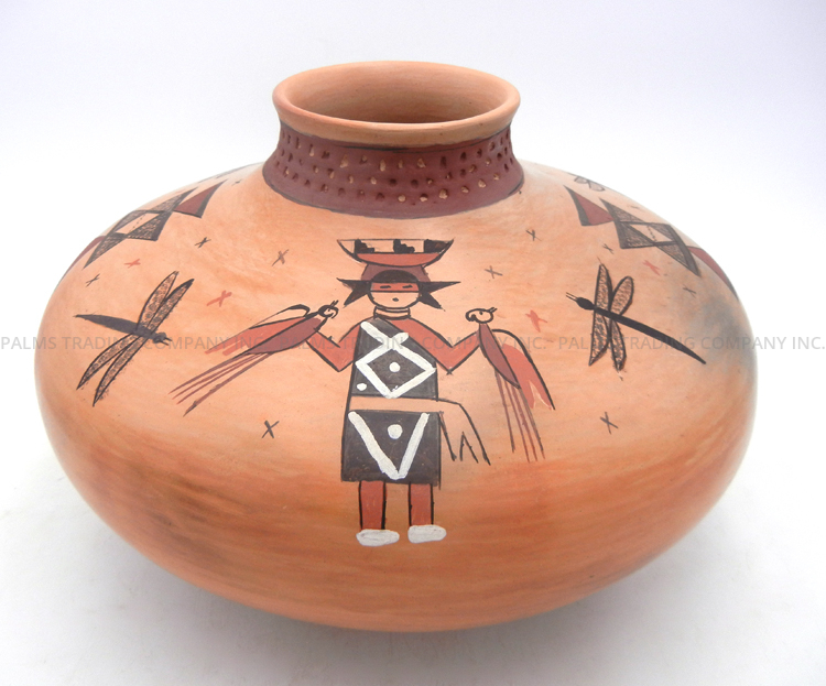 Hopi handmade and hand painted multi-pattern large jar by Fawn Navasie