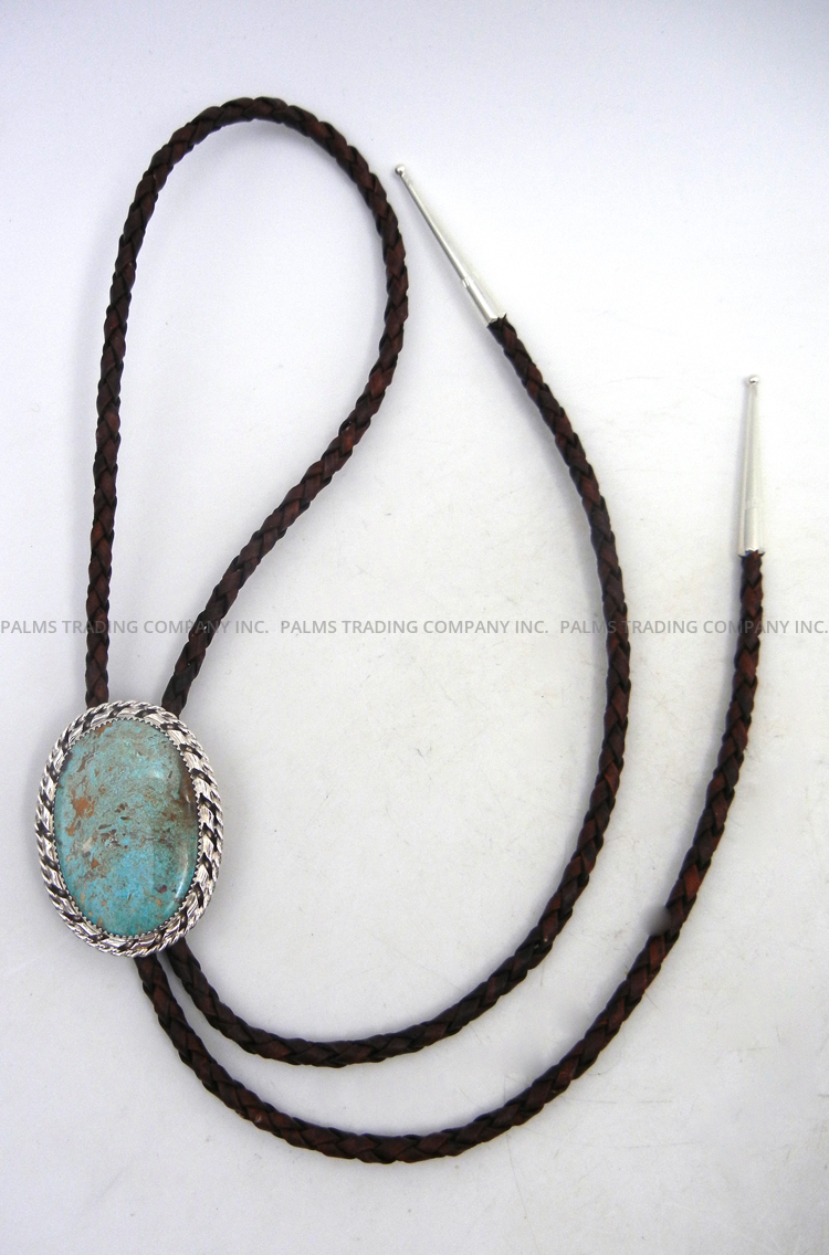 Navajo cripple creek turquoise and sterling silver bolo tie