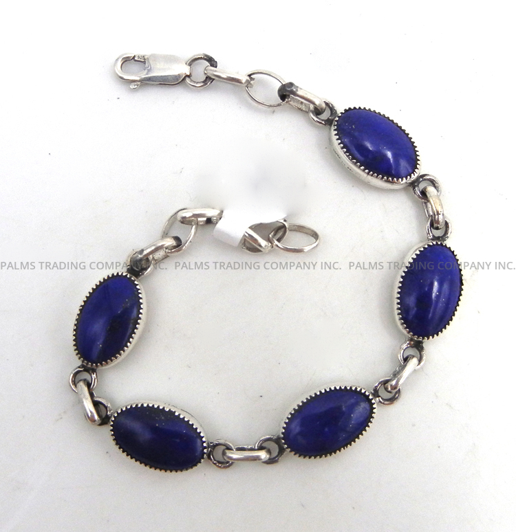 Navajo lapis and sterling silver link bracelet