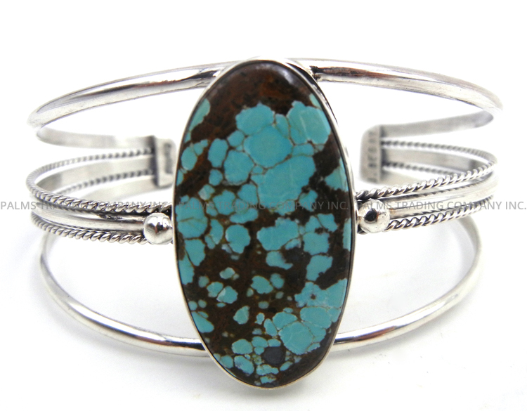 Navajo #8 turquoise and sterling silver cuff bracelet by Joe Begay